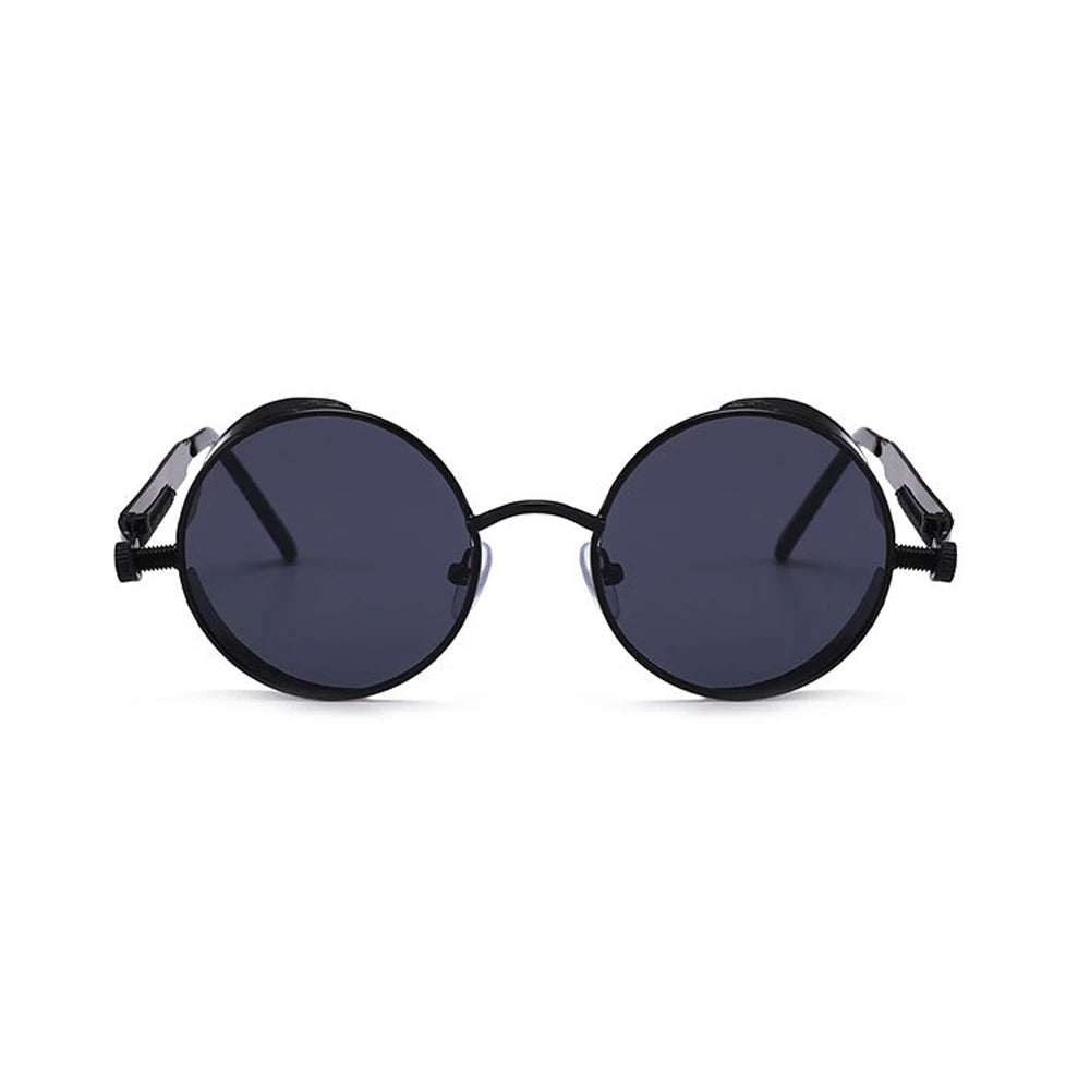 Vintage Red Lens Round Steampunk Metal Sunglasses