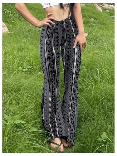 Milumia Women's Boho Yoga Leggings High Waisted Hippie Flared Pants