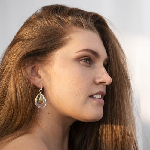 Mixed Metal Two-Tone Concave Disc Earrings