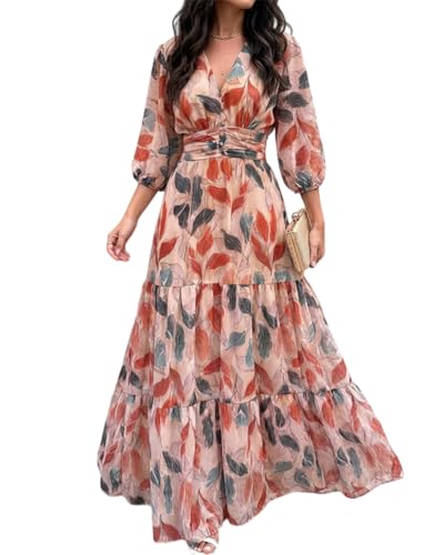 CHICME Womens Summer Boho Floral Wedding Guest Vacation Beach Maxi Dress