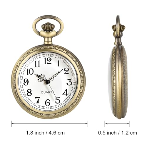 Vintage Quartz Pocket Watches for Men with Chains, Analog Pocket Watch