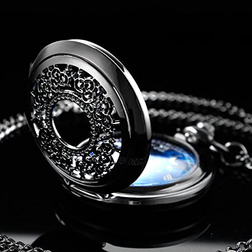 Roman Numerals Scale Quartz Pocket Watches with Chain Christmas Gift