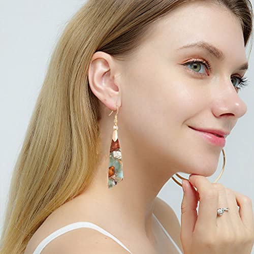 Natural Stone Long Drop Boho Earrings
