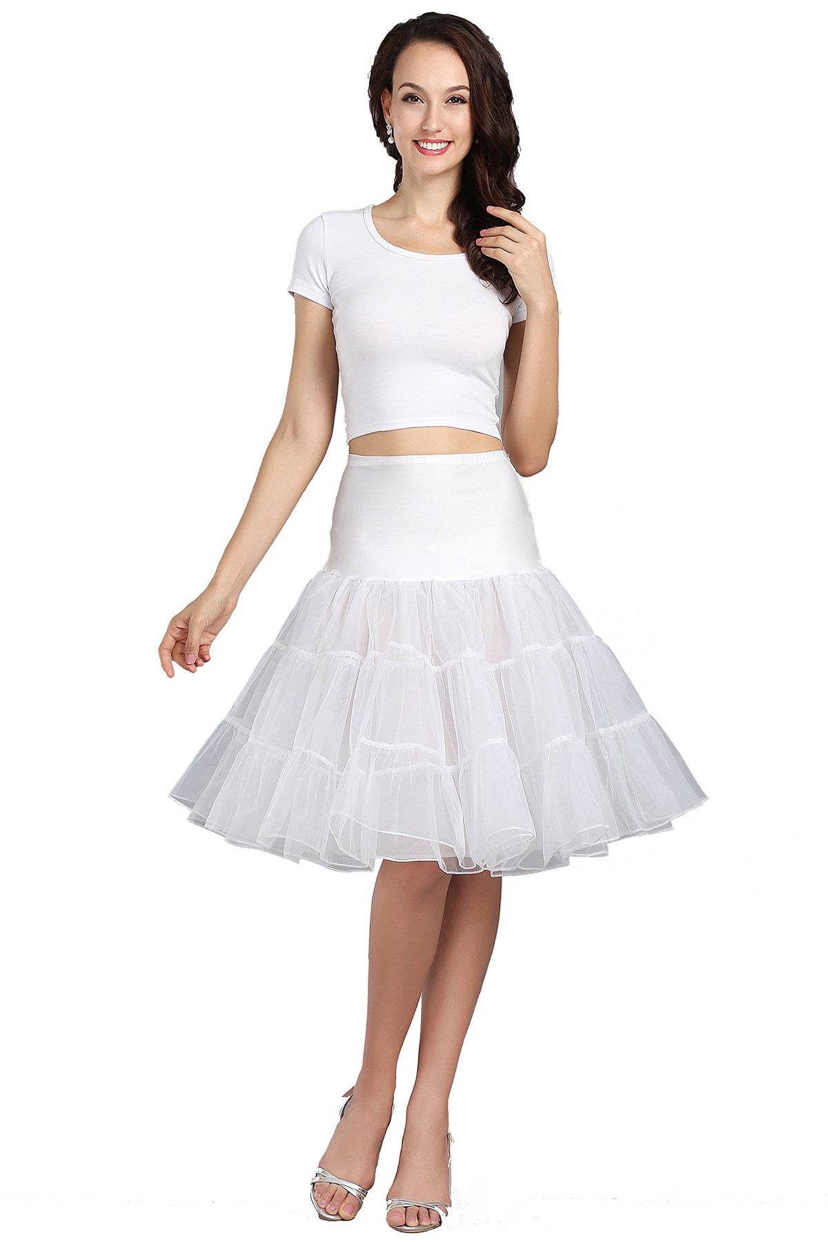 WOWBRIDAL Women's Vintage 50s Rockabilly Petticoat 25.59" Length Tutu Underskirt