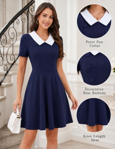 1950s Vintage A-Line Dress with Peter Pan Collar