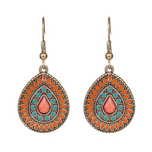 Handmade Boho Enamel Teardrop Dangle Earrings
