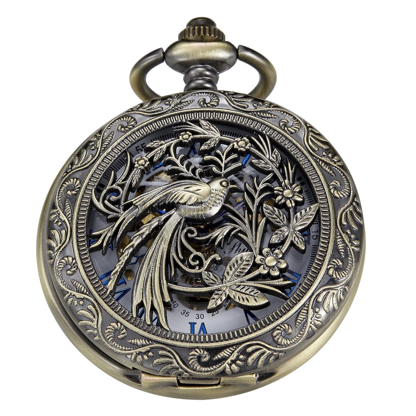 Bronze Eagle Mechanical Pocket Watch — Men's Roman Dial
