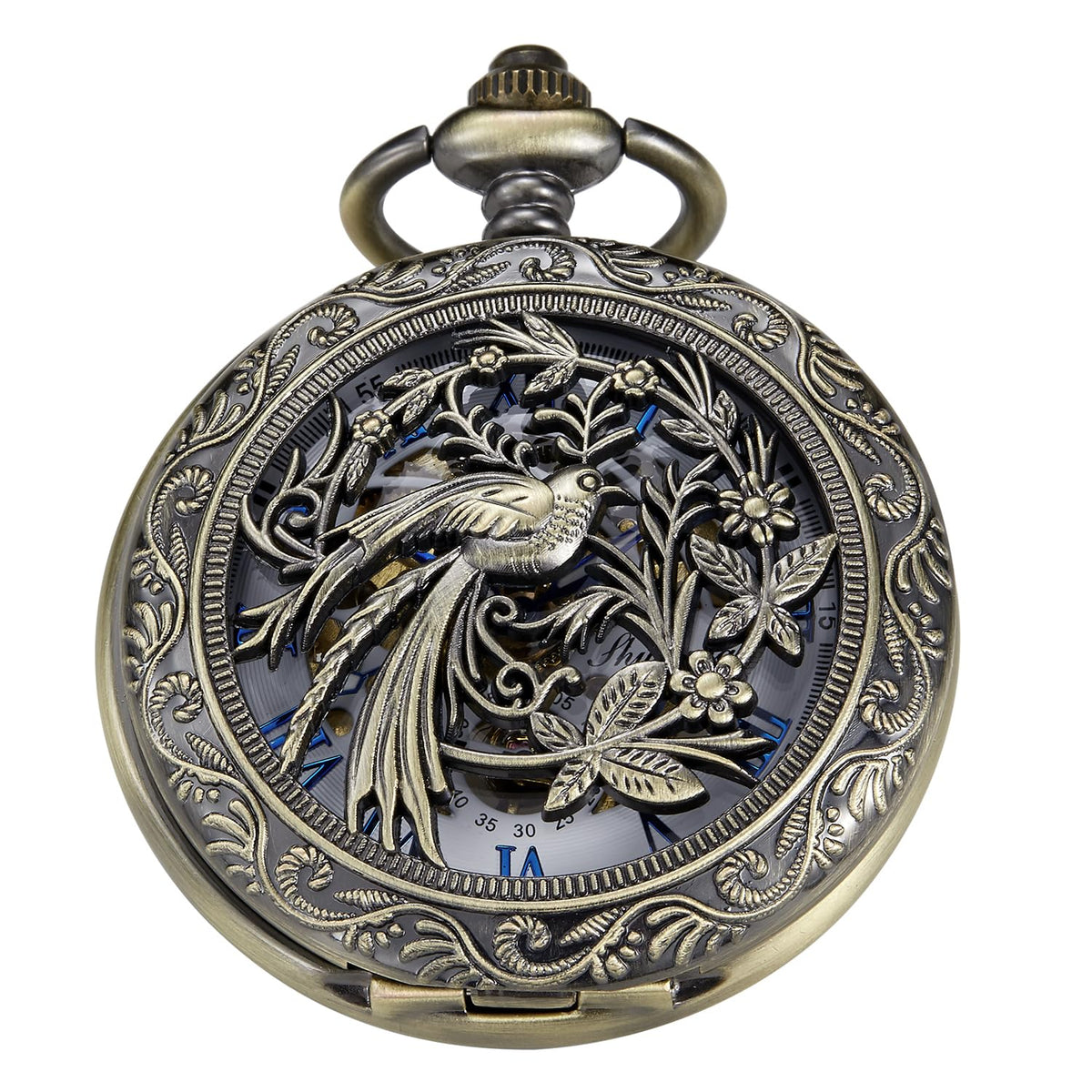 Bronze Eagle Mechanical Pocket Watch — Men's Roman Dial