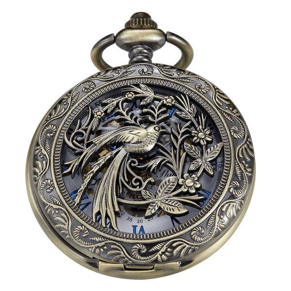 Bronze Eagle Mechanical Pocket Watch — Men's Roman Dial
