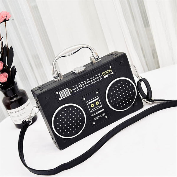 Vintage Radio-Shaped Crossbody Bag