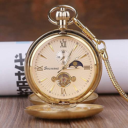 Vintage Copper Train London Design Hand Winding Mechanical Pocket Watc