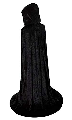 LHJ Unisex Full Length Hooded Robe Cloak Long Velvet Cape Cosplay Costume