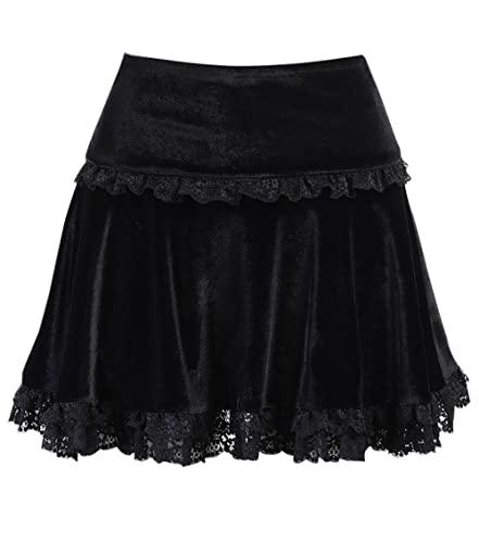 TSMNZMU Womens Gothic Mini Skirts Punk Grunge Velvet Skirts High Waist Emo Skirt Mall Goth Alt Harajuku Skirt