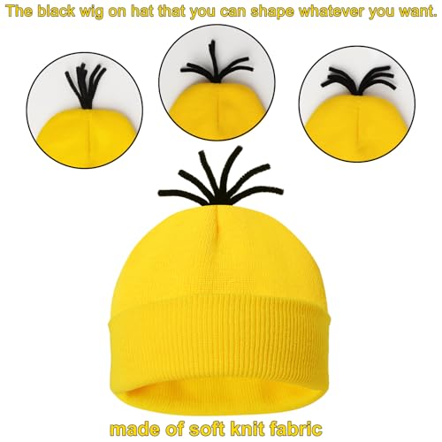 CONGRU 4 Pcs Halloween Costume for Adults,Yellow Hat/Goggle/Glove/Suspender