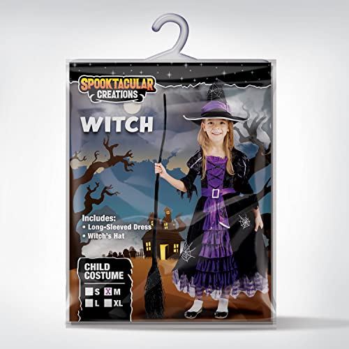 Spooktacular Creations Fairytale Witch Cute Witch Costume Deluxe Set with Broom for Girls