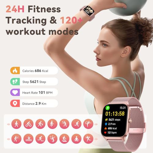 Smart Watch for Women Fitness Tracker: Rose Gold Bluetooth Make Answer