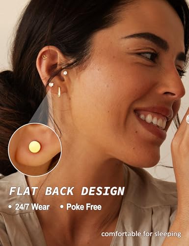 Hypoallergenic Gold Stud Earrings for Women - 14k Gold Plated Surgical Stainless Steel Earrings