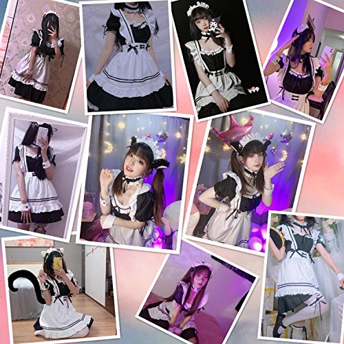Wannsee Anime French Maid Apron Lolita Fancy Dress Cosplay Costume Furry Cat Ear Gloves Socks set(XL) Secondary image