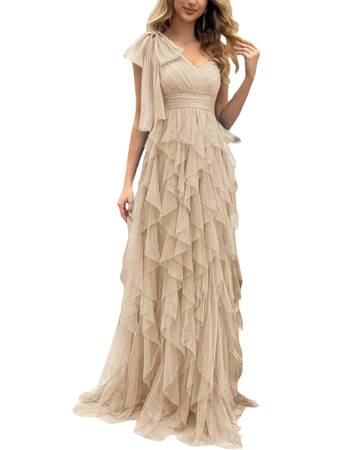 Women Tulle Prom Wedding Guest Bridesmaid Dress Formal Evening Gown