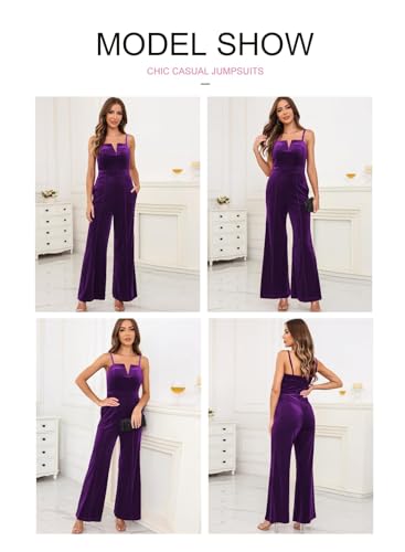 BLENCOT Women Sleeveless V Neck Jumpsuits Dressy Date Night Rompers