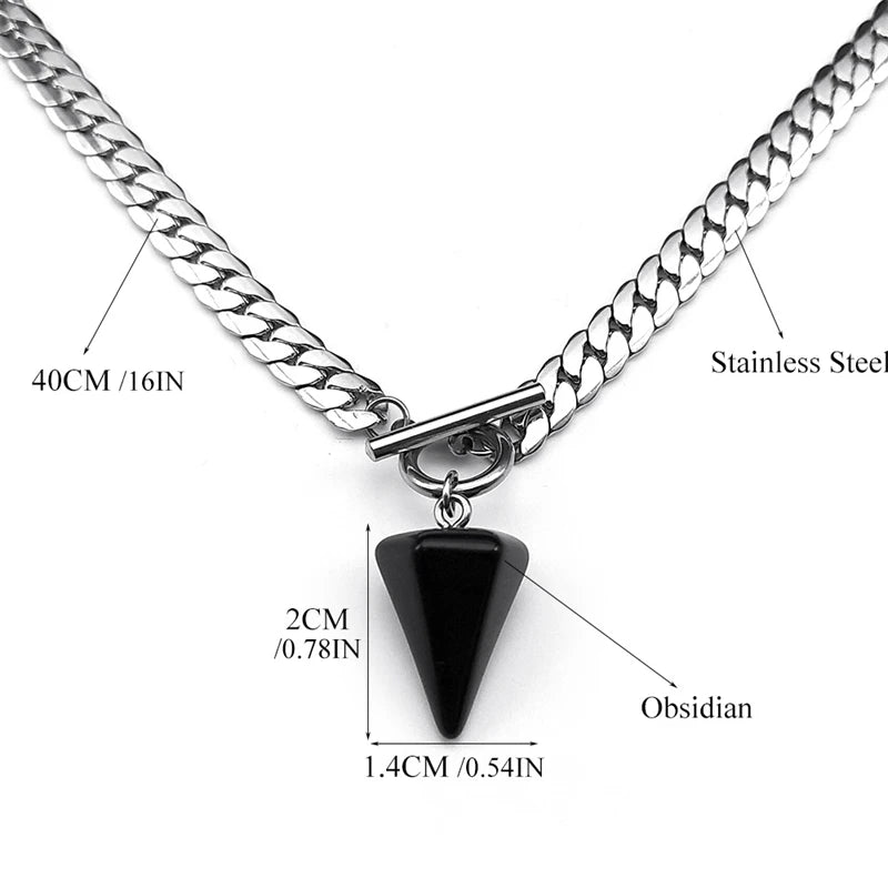 Goth Obsidian Reiki Healing Pendulum for - Spiritual Jewelry