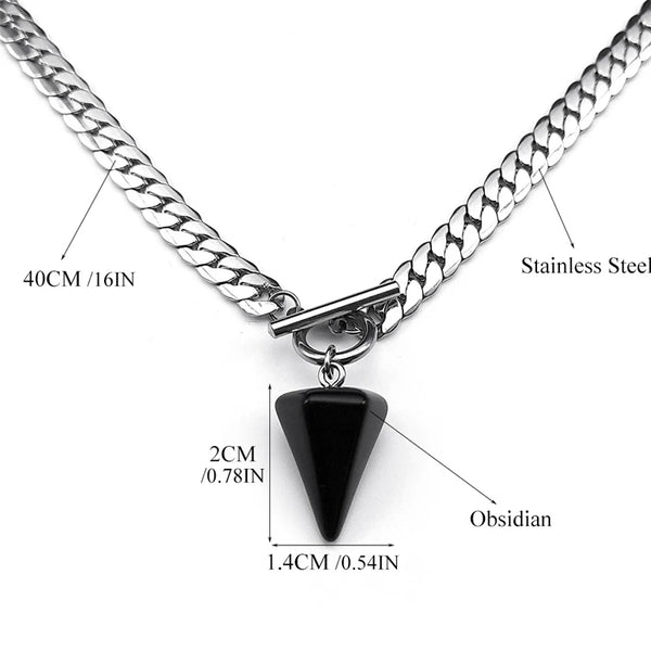 Goth Obsidian Reiki Healing Pendulum for - Spiritual Jewelry