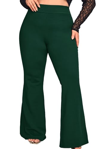 Women's Plus Size Elastic High Waist Flare Bell Bottom Ribbed Main image