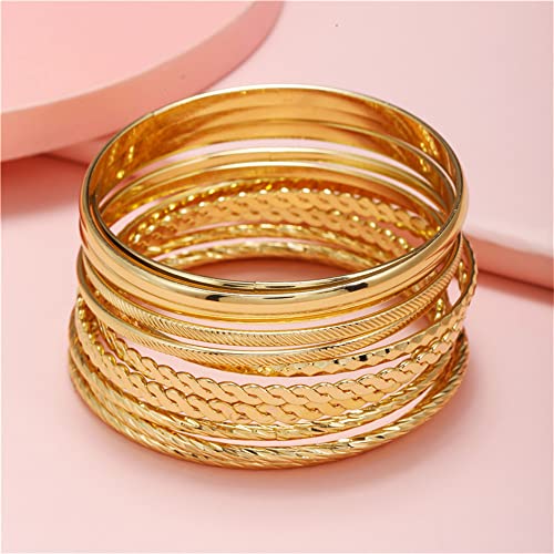 16Pcs Gold Bangle Bracelets for Women - Multi Layer Stackable Textured Bracelets Boho Jewelrys Set.