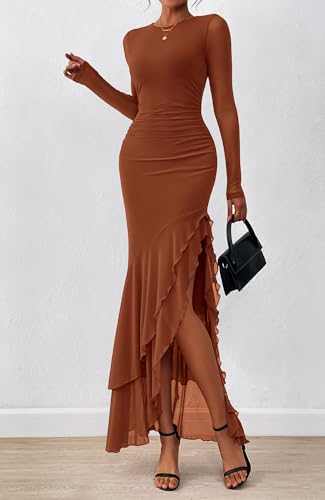 BTFBM Women's Maxi Dresses Fall 2026 Long Sleeve Wedding Guest Dress
