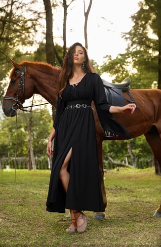 Scarlet Darkness Renaissance Costume Women Pirate Medieval Maxi Dress