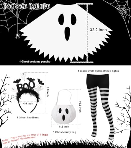 4 PCS Ghost Costume Women,Halloween Costumes for Women Adult