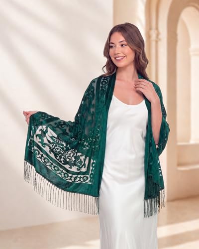 Glitopper Velvet Shawl and Wrap for Evening Dresses Formal Shawl
