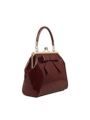 American Vintage Rockabilly Retro 50s Top-Handle Handbag — Burgundy