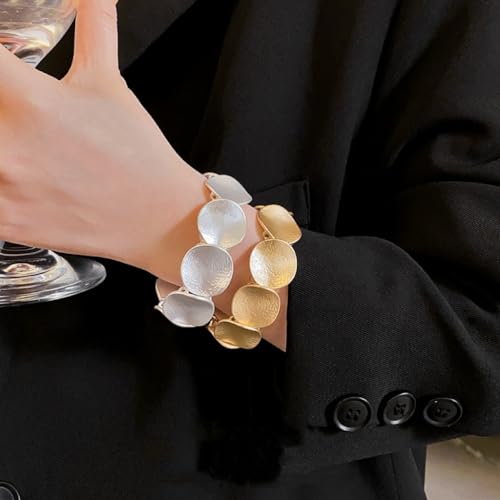 Chunky Gold Bangles Bracelet for Women Hammered Vintage Statement Bracelet Dainty Gold Jewelry Gift