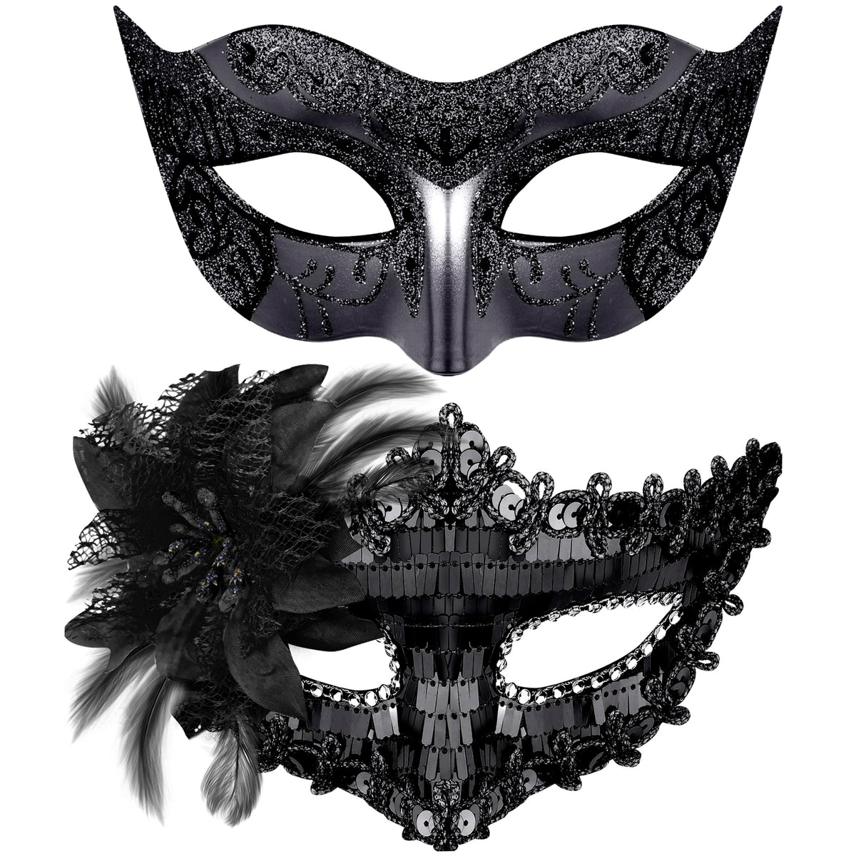 SIQUK Couple Masquerade Masks Set Venetian Party Mask Costume Mask