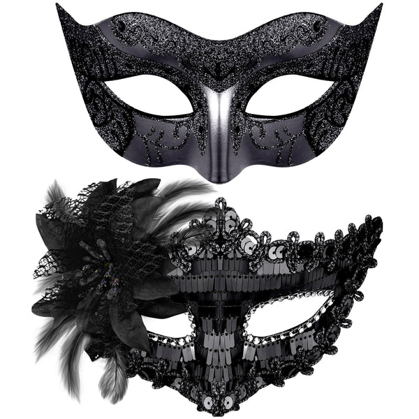 SIQUK Couple Masquerade Masks Set Venetian Party Mask Costume Mask