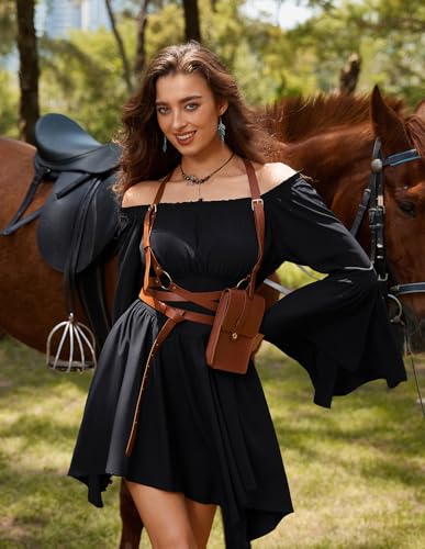 Scarlet Darkness Renaissance Costume Women Pirate Off Shoulder Corset Dress