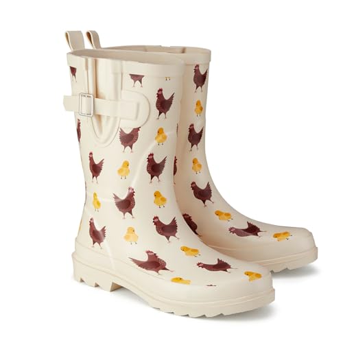 Rubber Mid-calf Rain Boots For Women, Waterproof Insulated