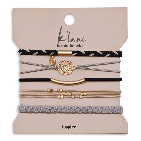 K'lani Inspire Hair Tie Bracelets - Elastic Ponytail Holder - Medium