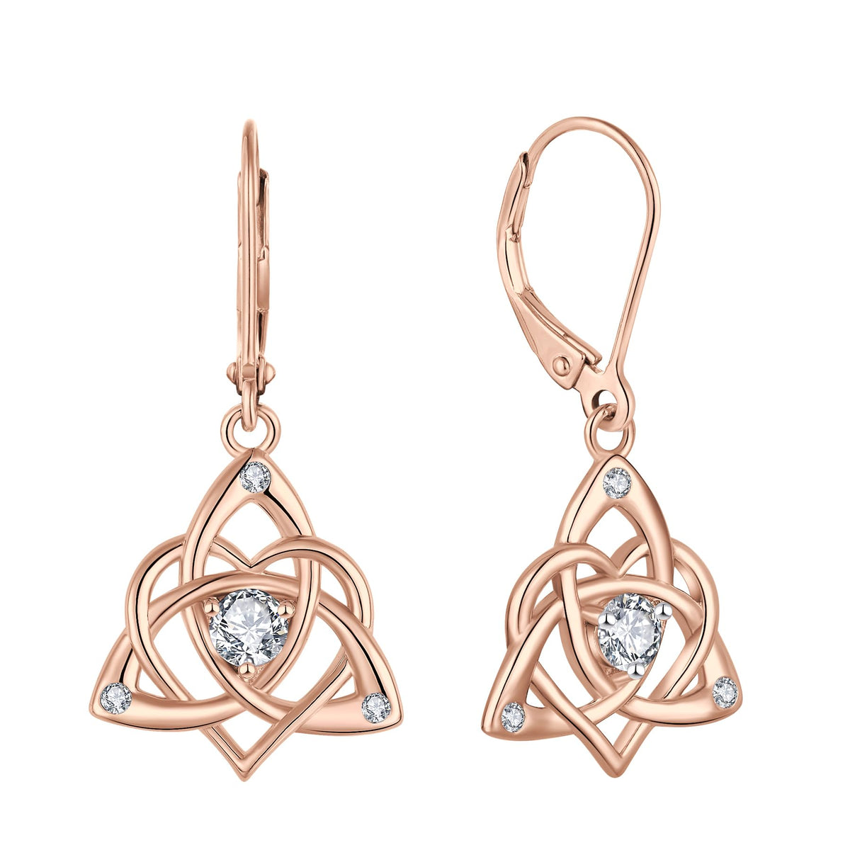 Starchenie Celtic Knot Earrings Sterling Silver Trinity Love Knot Leverback Earrings Birthstone Jewelry for Women
