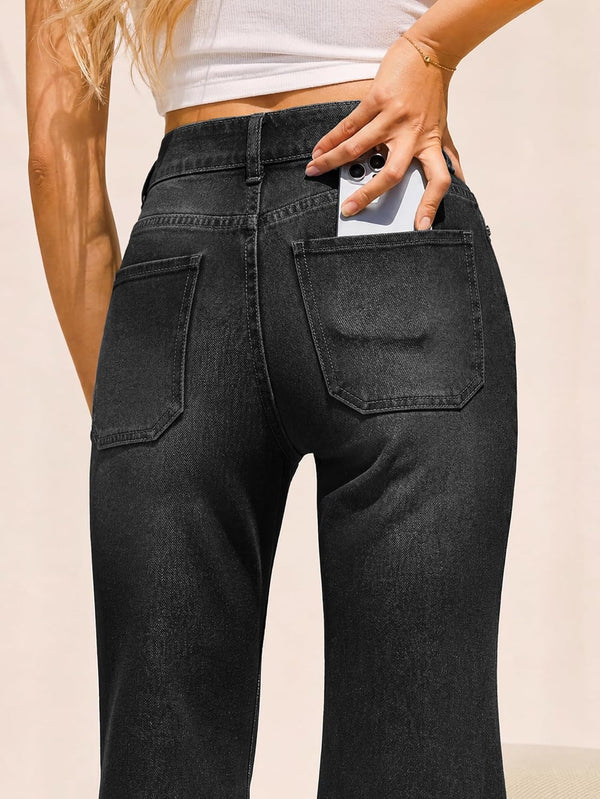Flare Jeans For Women Frayed Hems Bell Bottom Jeans Mid High Waisted
