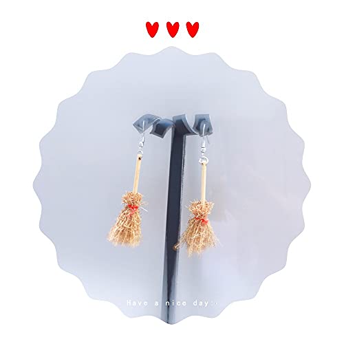 Cute Broom Earrings Witch's Flying Straw Broom handmade Funny Earrings for Women Jewelry