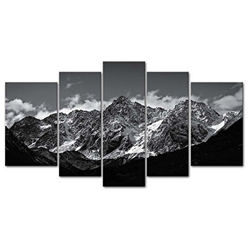 5-Piece Black & White Mountain Canvas Wall Art