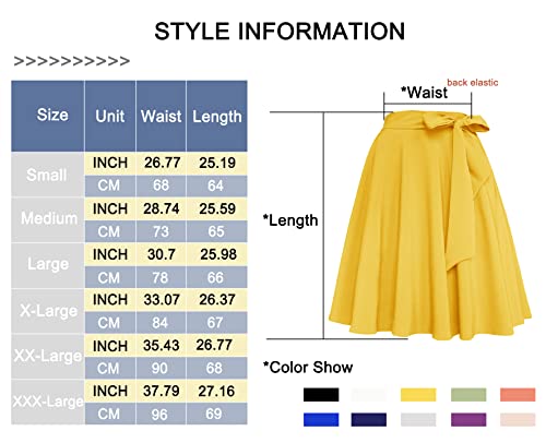 Womens Vintage High Waist A-Line Skater Skirt Flared Midi Skirt with Pockets
