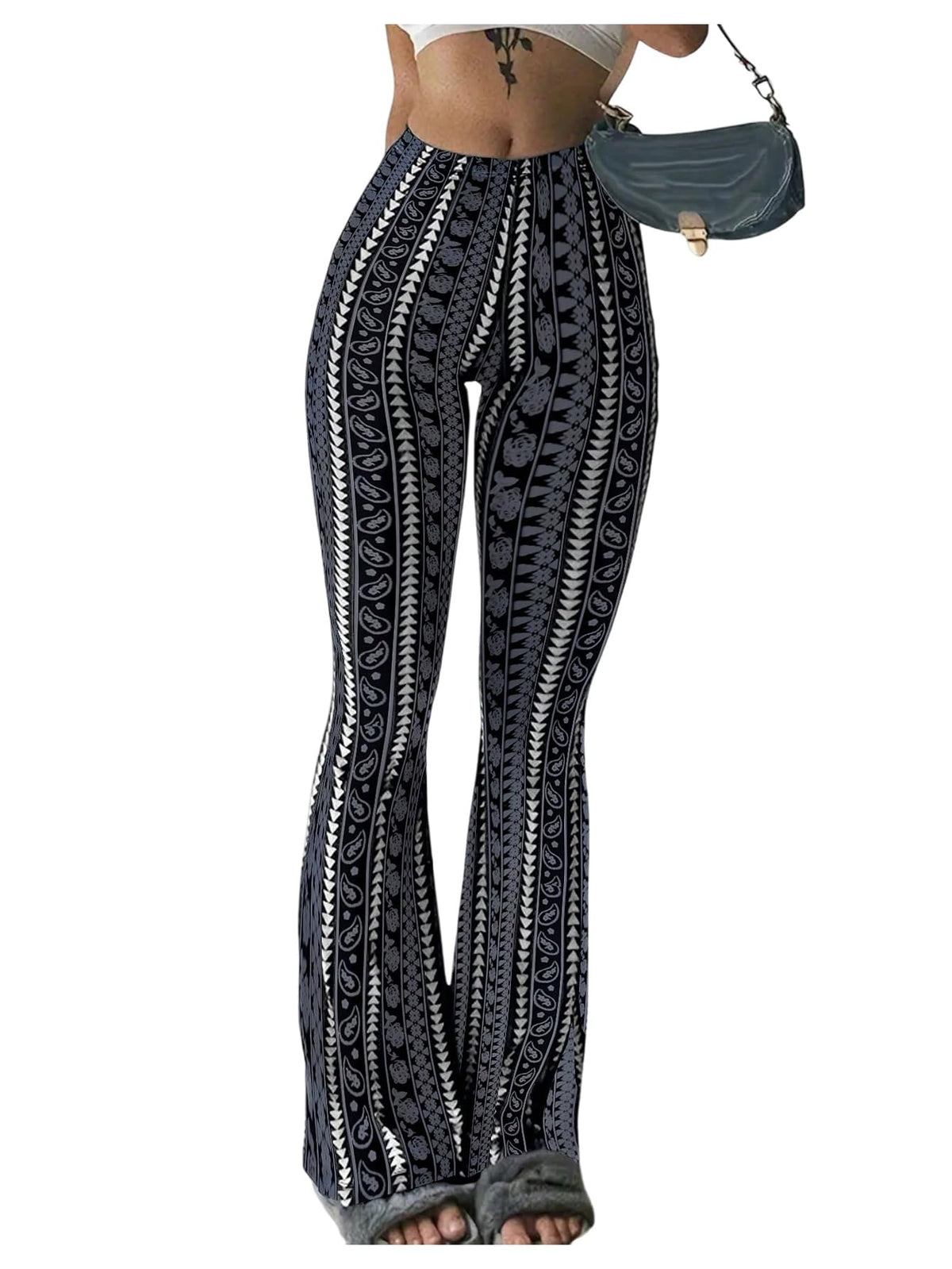 Milumia Women's Boho Yoga Leggings High Waisted Hippie Flared Pants