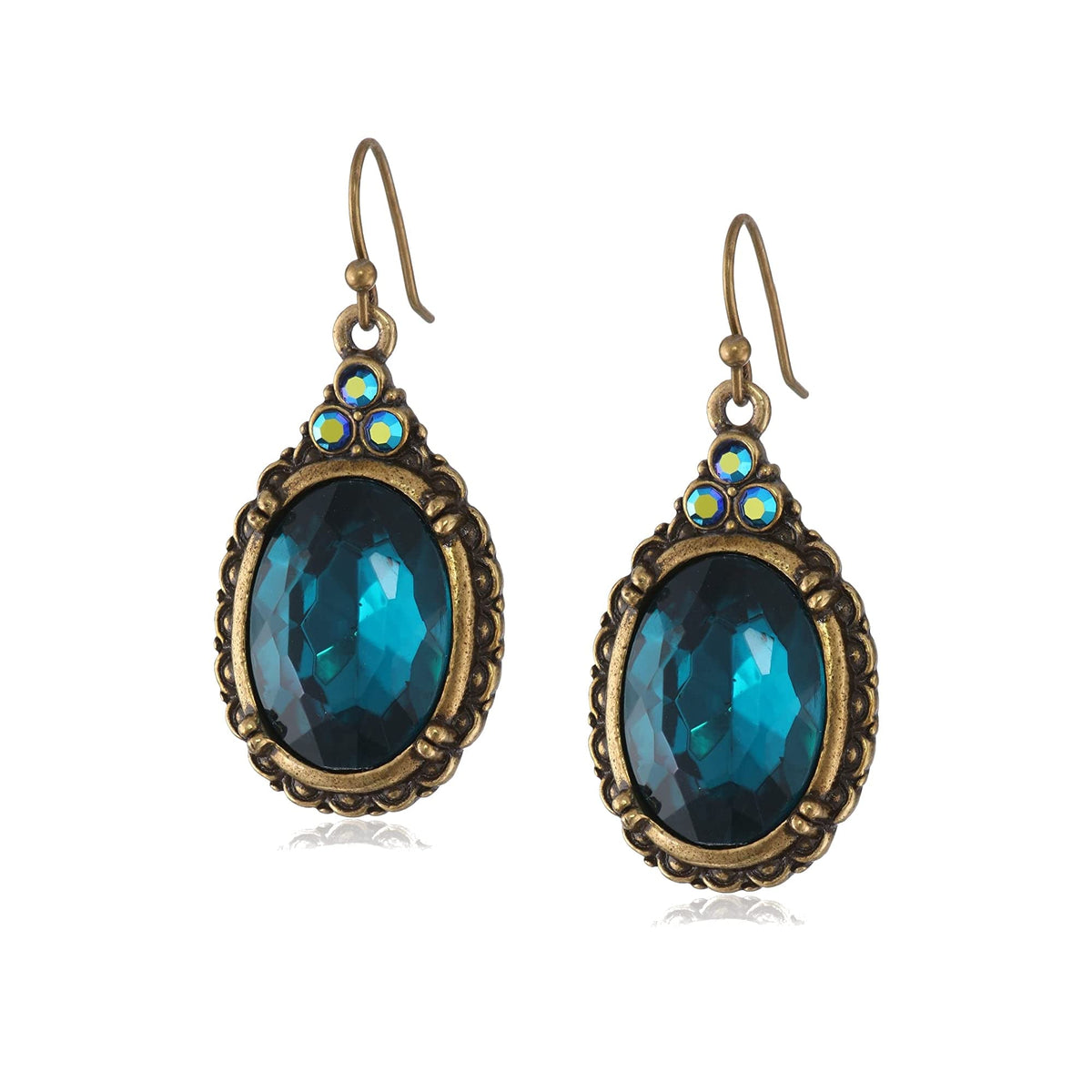 1928 Jewelry "Victorian" Oval Multi Faceted Drop Earrings