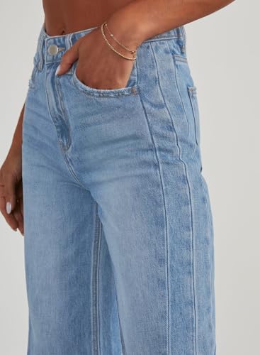 Sidefeel Women's Wide Leg Jeans High Waisted Stretchy Raw Hem