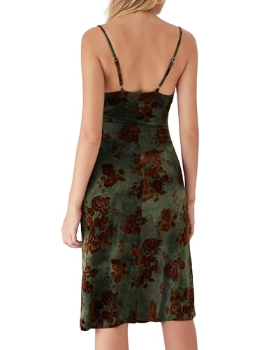 CIDER Womens Velvet Dress Floral Sleeveless Midi Wedding Guest Dresses