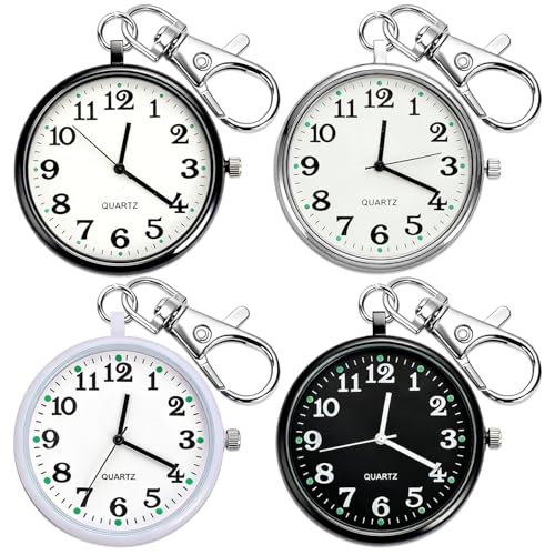 Quartz Pocket Watch, Portable Clip on Watch with Keychain Outdoor for Main image