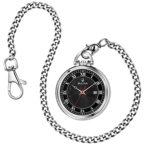 Bulova Classic Pocket Watch 3-Hand Date Quartz Stainless Steel, Black Main image